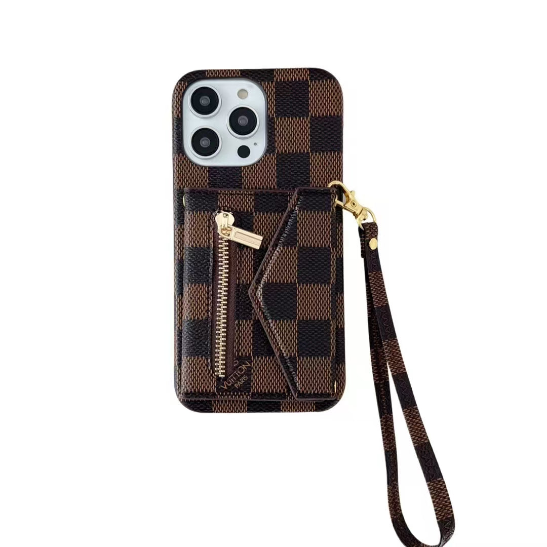 Tri-fold zipper phone case for iphone