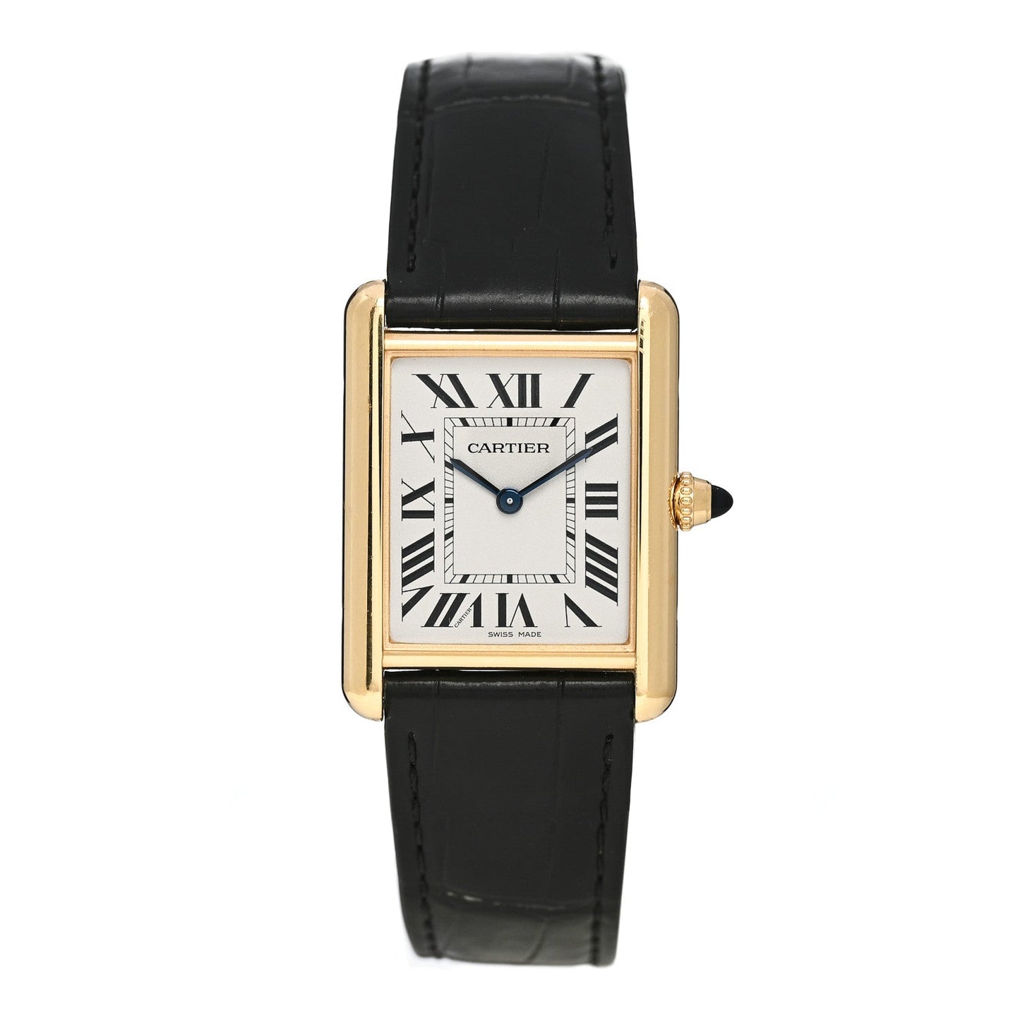18K Yellow Gold Alligator 26mm Tank Louis Quartz Watch