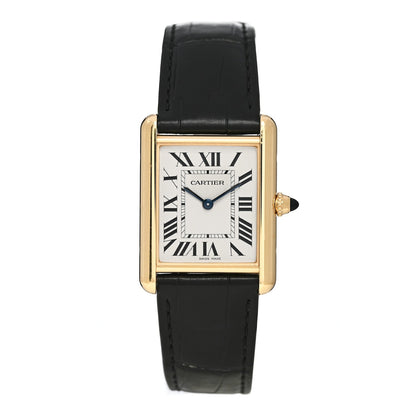 18K Yellow Gold Alligator 26mm Tank Louis Quartz Watch