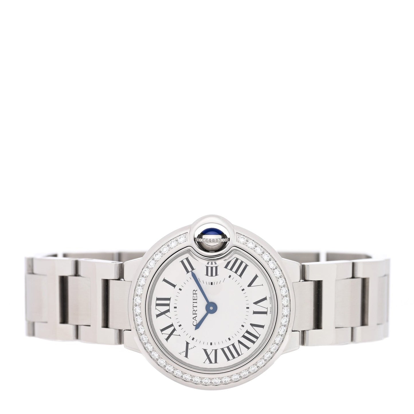 Stainless Steel Diamond Bezel 28mm Ballon Bleu De Cartier Quartz Watch