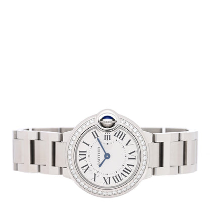 Stainless Steel Diamond Bezel 28mm Ballon Bleu De Cartier Quartz Watch