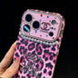 Leopard-print, pearl, and diamond iPhone case