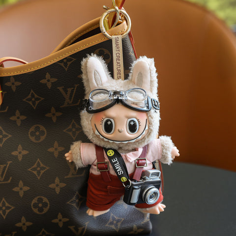 (Baby + clothes) Sitting party baby clothes plush vinyl face doll bag pendant girl gift