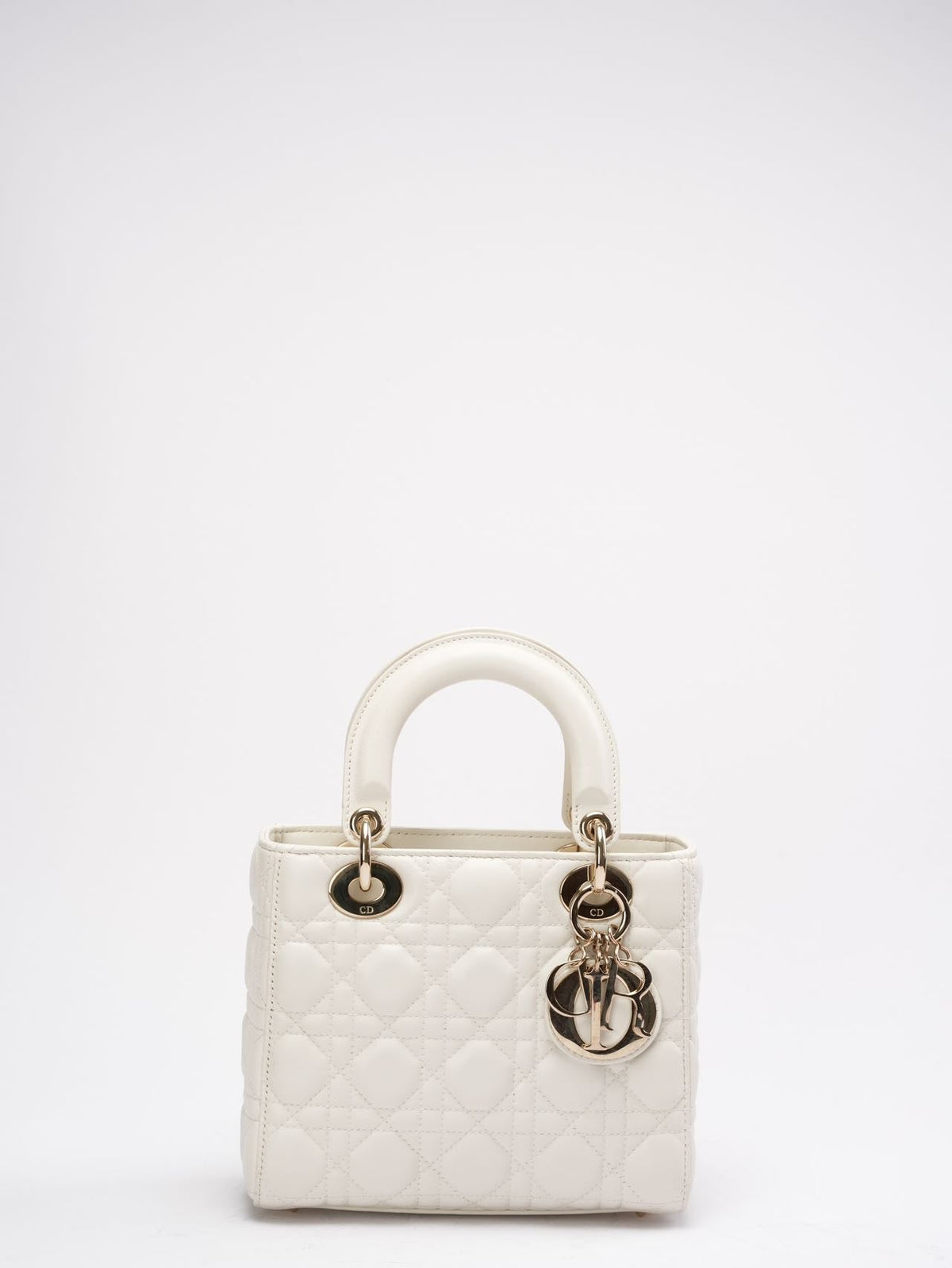 Christian Dior White Small Lady Dior Bag In Cannage Lambskin 2017 Rovelle Bags