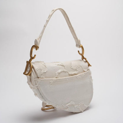 Dior Saddle Bag Camouflage White Canvas Medium Handbag With Gold Hardware 2020 Rovelle Bags