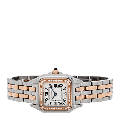 Stainless Steel 18K Pink Gold Diamond 22mm Panthere Quartz Watch