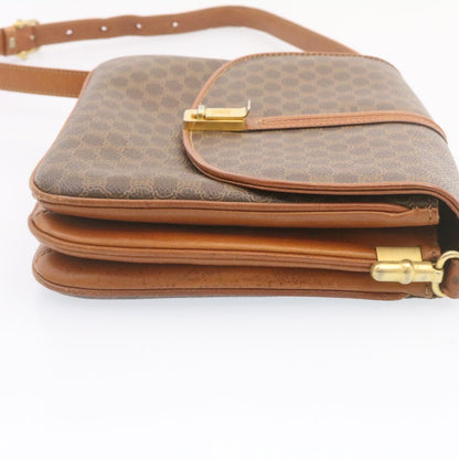 Luxury CELINE Macadam Canvas Shoulder Bag PVC Leather Brown ai095