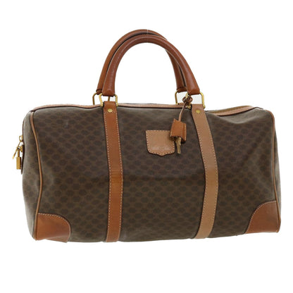Luxury CELINE Macadam Canvas Boston Bag PVC Leather Brown am3472
