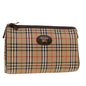 Luxury BurberrySs Nova Check Clutch Bag Nylon Beige Auth am4307