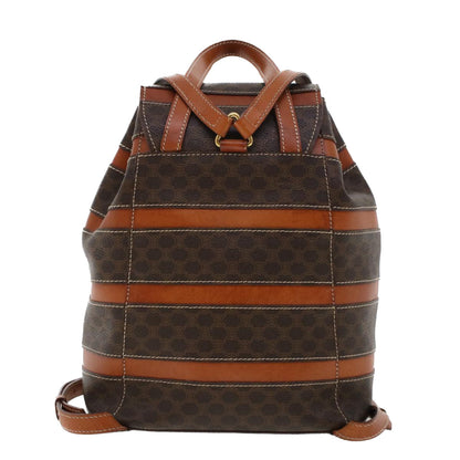 Luxury CELINE Macadam Canvas Backpack PVC Leather Brown am4403