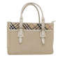 Luxury Burberry Nova Check Shoulder Bag Nylon Leather Beige Auth am4592