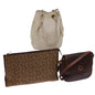 Luxury CELINE Shoulder Bag Canvas Leather 3Set Brown Beige am5026