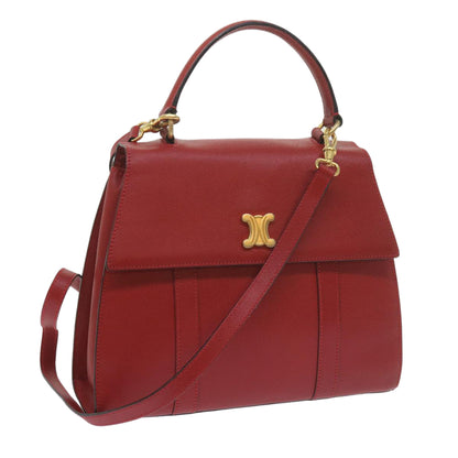 Luxury CELINE Hand Bag Leather 2way Red am5388