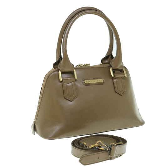 Burberry Auth Leather Brown Handbag