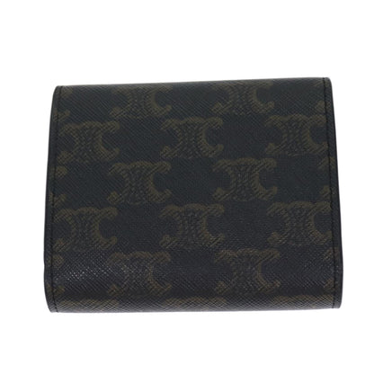 Luxury CELINE Triomphe Macadam Canvas Wallet PVC Black Auth am6037A