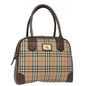 Luxury BurberrySs Nova Check Hand Bag Canvas Beige Auth am6463