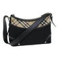 Luxury Burberry Nova Check Shoulder Bag Nylon Black Beige Auth am6696