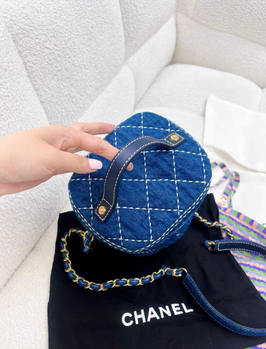 Chanel Vanity Leather Blue Clutch Rovelle Bags