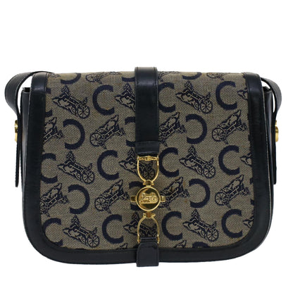 Luxury CELINE C Macadam Canvas Shoulder Bag Navy ar10062