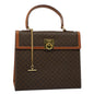Luxury CELINE Macadam Canvas Hand Bag PVC Leather Brown ar10248