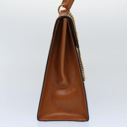 Luxury CELINE Macadam Canvas Hand Bag PVC Leather Brown ar10248