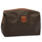 Luxury CELINE Macadam Canvas Pouch PVC Leather Brown ar10296