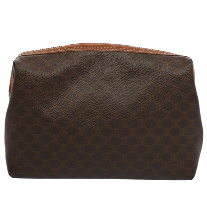 Luxury CELINE Macadam Canvas Pouch PVC Leather Brown ar10296