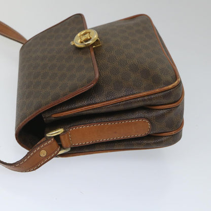 Luxury CELINE Macadam Canvas Shoulder Bag PVC Leather Brown ar10469