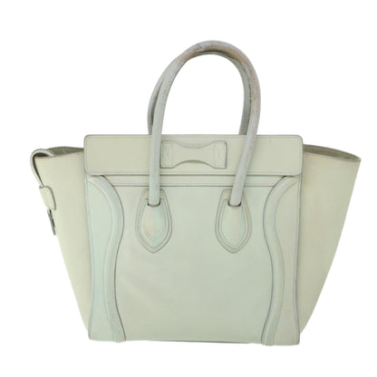 Luxury CELINE Luggage Hand Bag Leather Beige ar10492