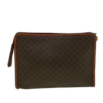 Luxury CELINE Macadam Canvas Clutch Bag PVC Leather Brown ar10696