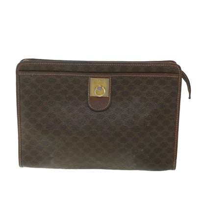 Luxury CELINE Macadam Canvas Clutch Bag PVC Leather 2Set Brown ar10787