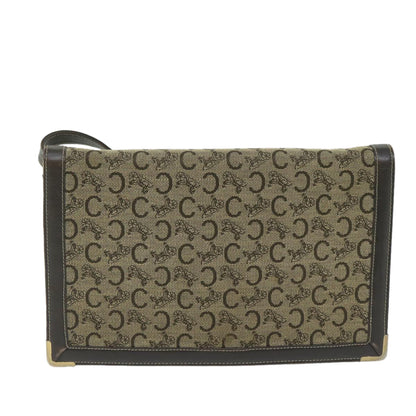 Luxury CELINE C Macadam Canvas Shoulder Bag Beige ar11080