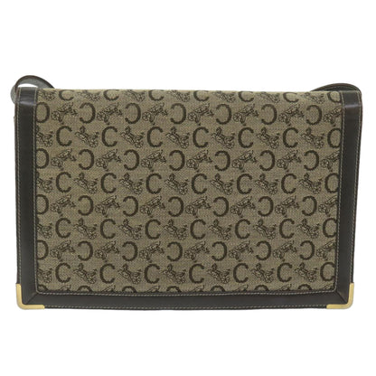 Luxury CELINE C Macadam Canvas Shoulder Bag Beige ar11080