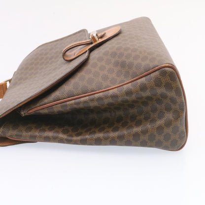 Luxury CELINE Macadam Canvas Hand Bag PVC Leather Brown ar5452