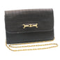 Luxury CELINE Chain Shoulder Bag Leather Black ar6324