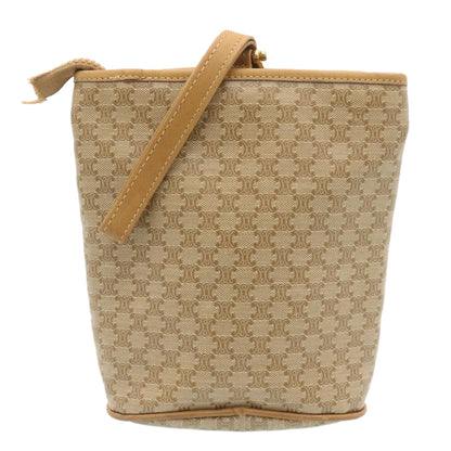 Luxury CELINE Macadam Canvas Pouch PVC Leather Beige ar6336