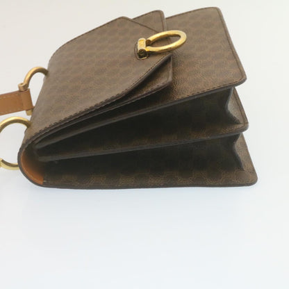 Luxury CELINE Macadam Canvas Hand Bag PVC Leather Brown ar6568