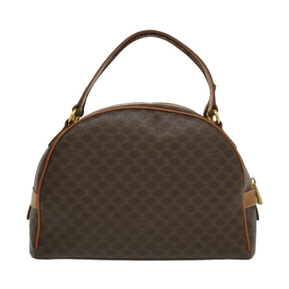 Luxury CELINE Macadam Canvas Hand Bag PVC Leather Brown ar7121