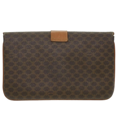 Luxury CELINE Macadam Canvas Clutch Bag PVC Leather Brown ar8455