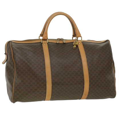 Luxury CELINE Macadam Canvas Boston Bag PVC Leather Brown ar8915