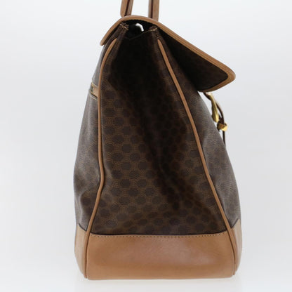 Luxury CELINE Macadam Canvas Boston Bag PVC Leather Brown ar9577