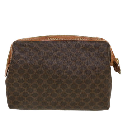 Luxury CELINE Macadam Canvas Pouch PVC Leather Brown ar9598