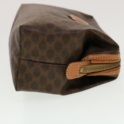 Luxury CELINE Macadam Canvas Pouch PVC Leather Brown ar9598