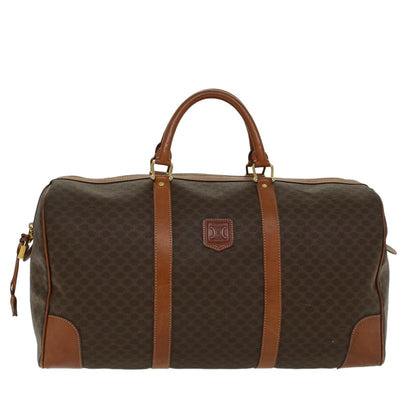Luxury CELINE Macadam Canvas Boston Bag PVC Leather Brown ar9757