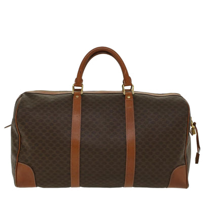 Luxury CELINE Macadam Canvas Boston Bag PVC Leather Brown ar9757