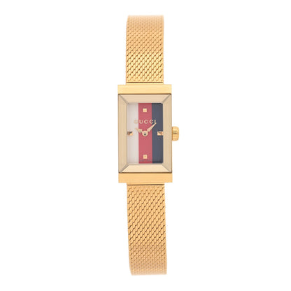 Stainless Steel Mother of Pearl 14mm Web G-Frame Mesh Quartz Watch Gold