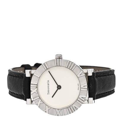 Sterling Silver Calfskin 29mm Atlas Quartz Watch Black