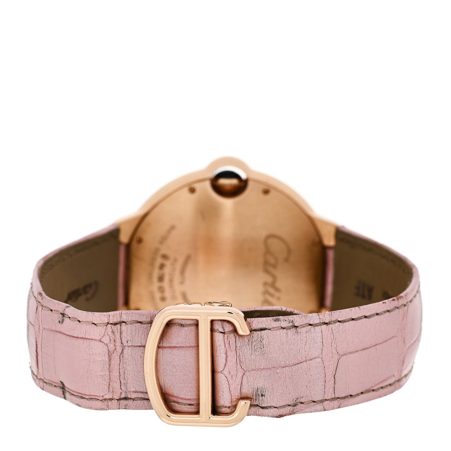 18K Pink Gold Alligator Diamond Bezel 42mm Ballon Bleu De Cartier Automatic Watch Pink