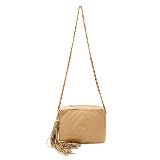 Chanel Quilted Leather Beige Crossbody Style Rovelle Bags