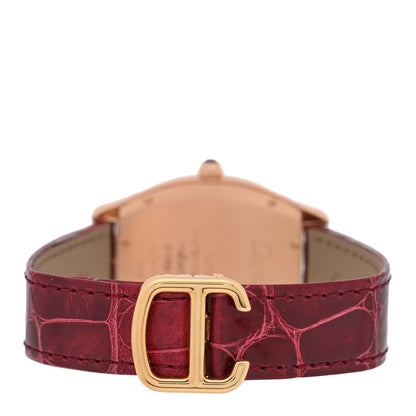18K Pink Gold Alligator 31mm Tortue Manual Winding Watch Burgundy
